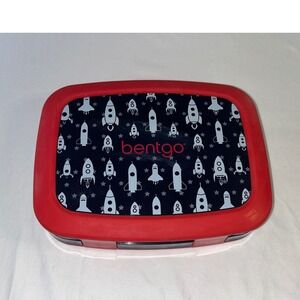 Bentgo Kids Rocket Ship Leak-Proof Bento Lunch Box Red Black 5-Compartment